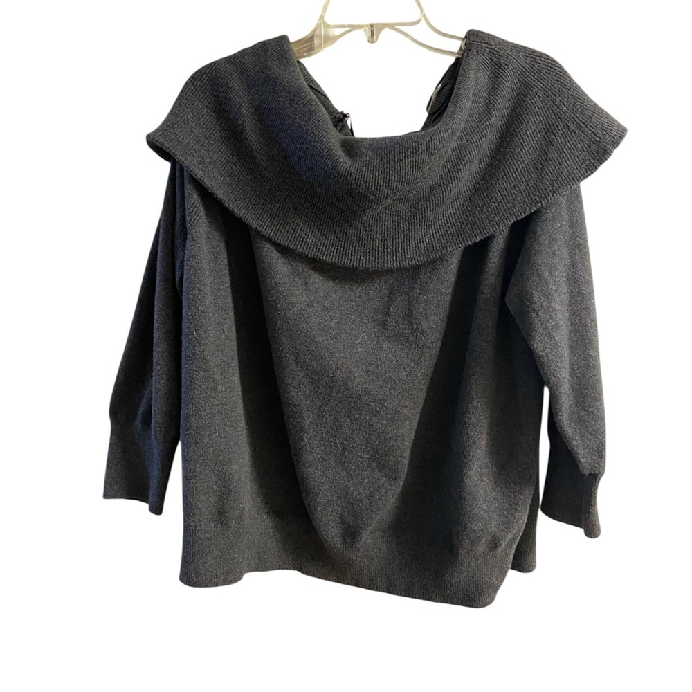 J Jill pure Jill Off-the-Shoulder Dark Gray Knit Sweater 2X